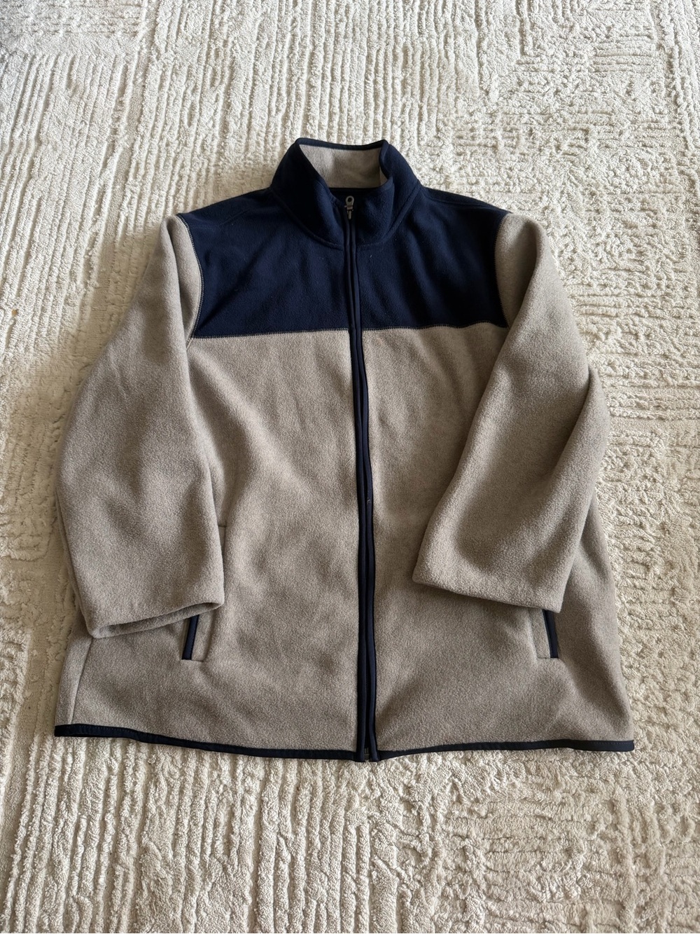 Croft & Barrow Two-Tone Navy and Taupe Full-Zip Fleece Jacket
